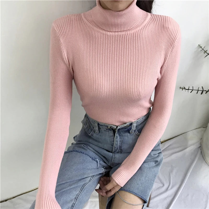 Pull col roulé femme