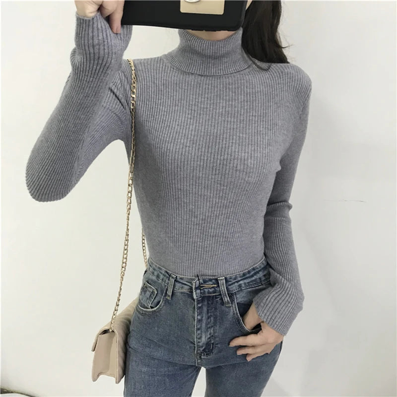 Pull col roulé femme