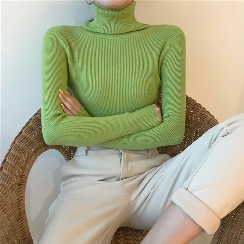 Pull col roulé femme