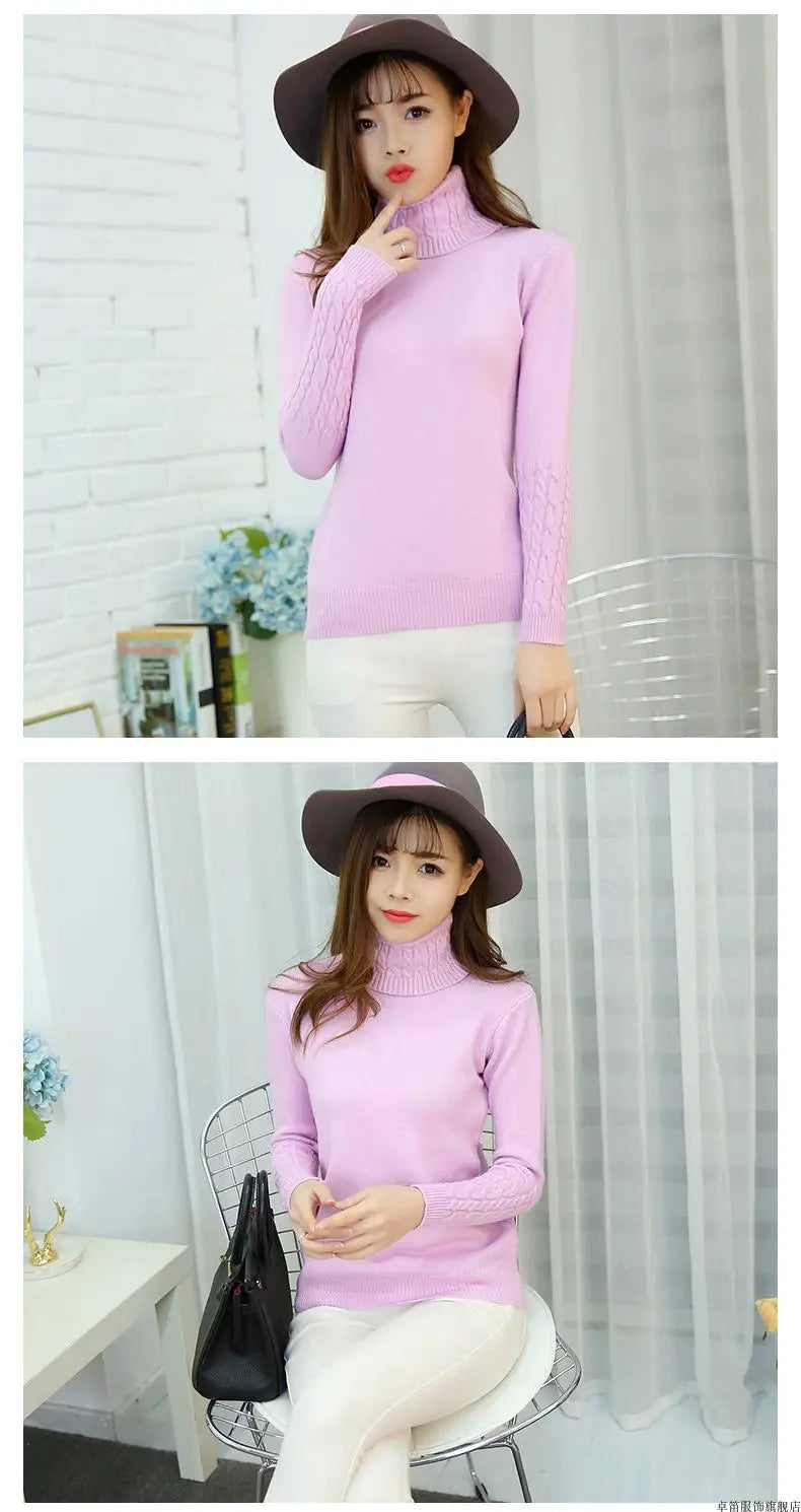Pull col roulé femme