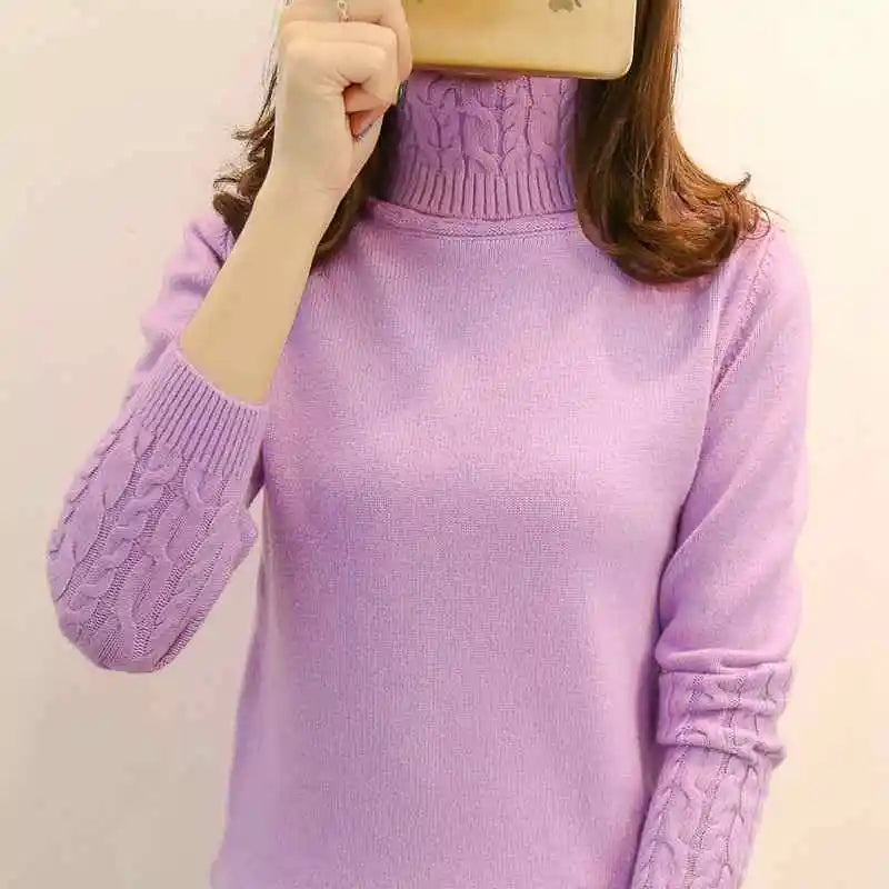 Pull col roulé femme