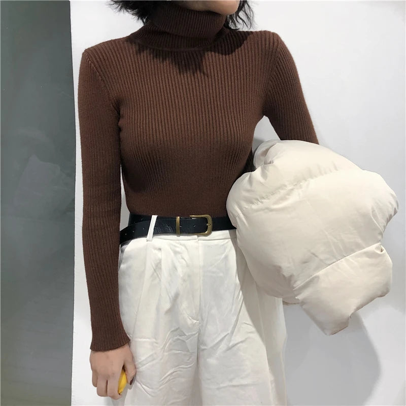 Pull col roulé femme