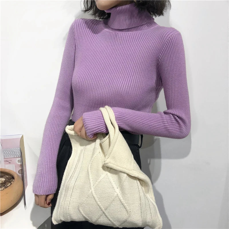 Pull col roulé femme