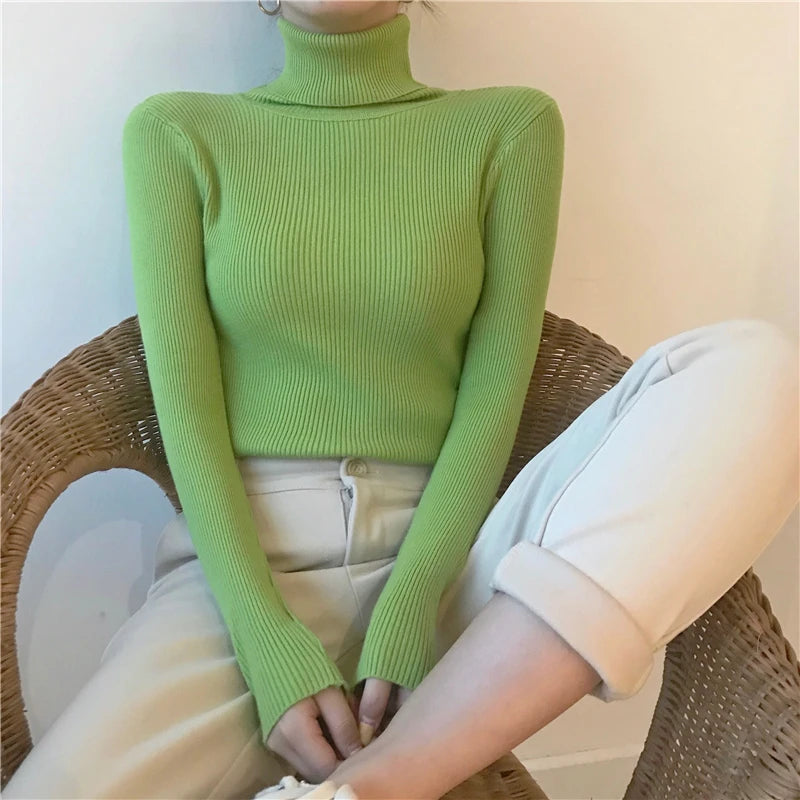 Pull col roulé femme
