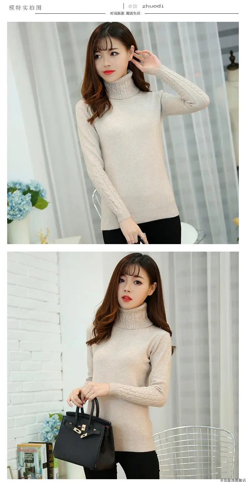 Pull col roulé femme