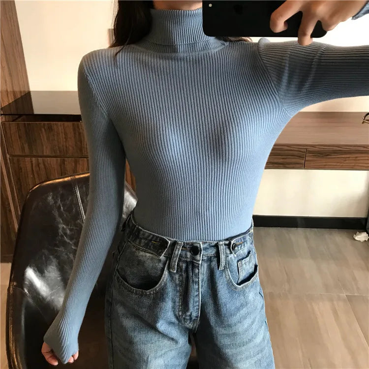 Pull col roulé femme