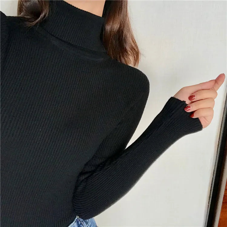Pull col roulé femme