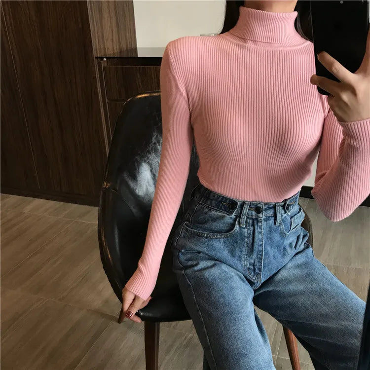 Pull col roulé femme
