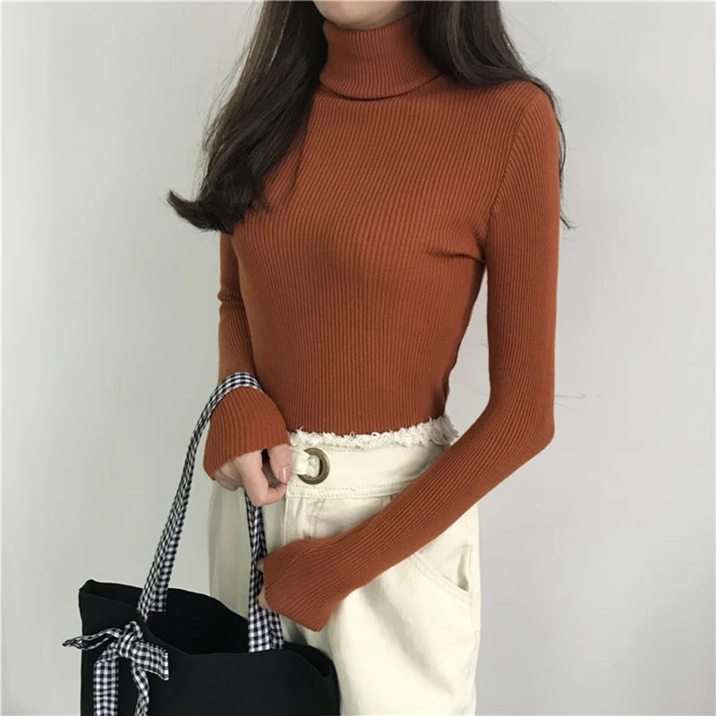 Pull col roulé femme