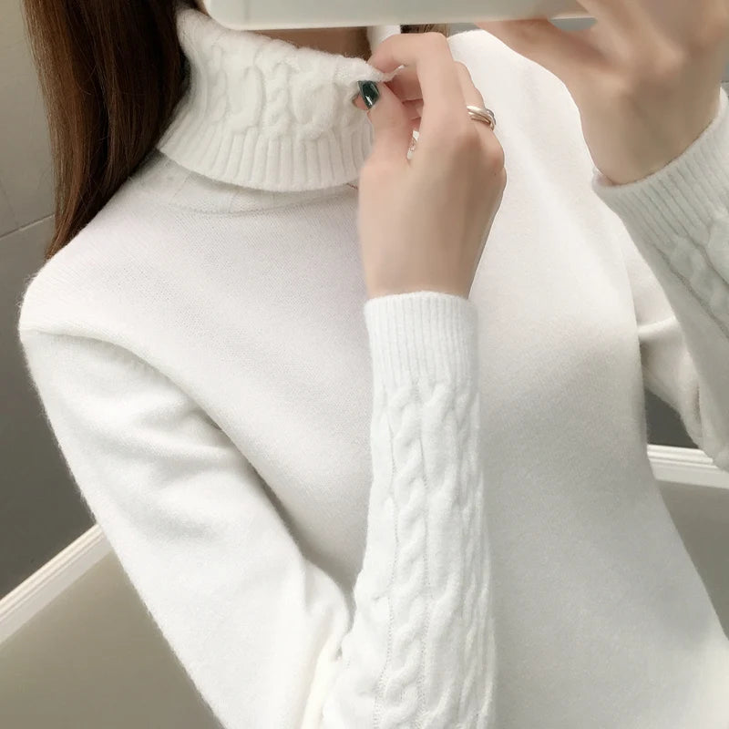 Pull col roulé femme