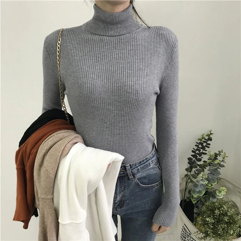 Pull col roulé femme