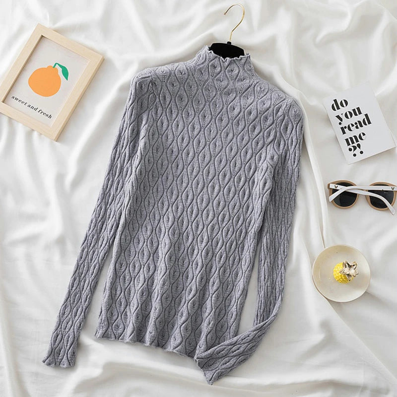 Pull fin col rond femme