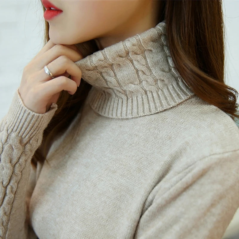 Pull col roulé femme