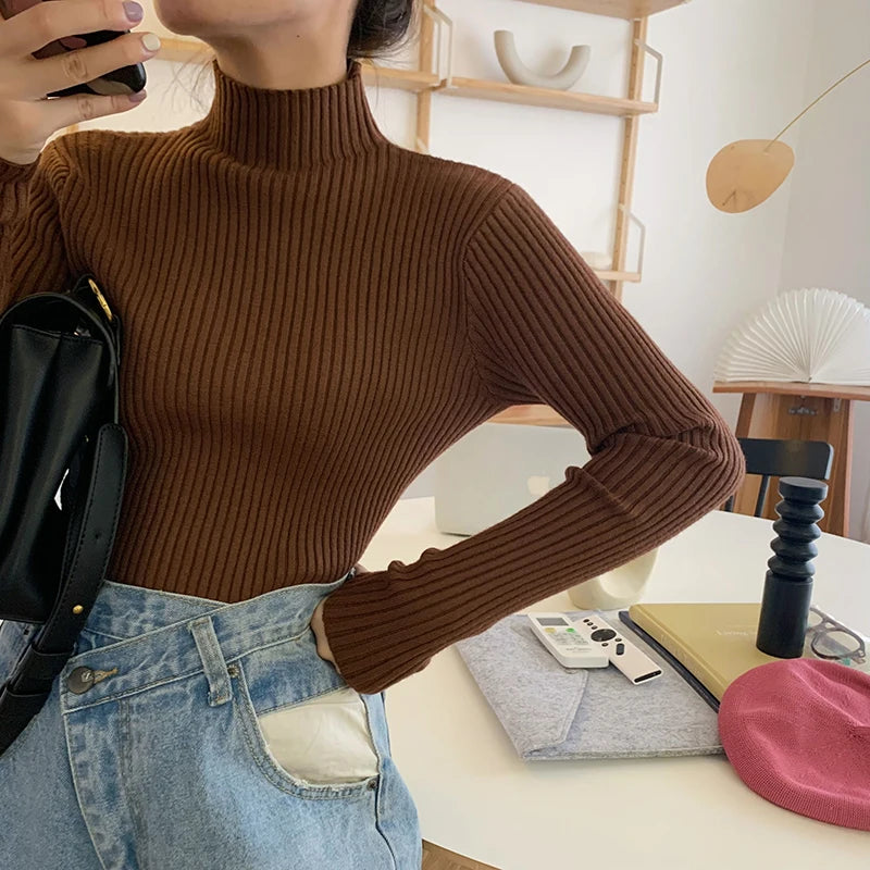 Pull col montant femme