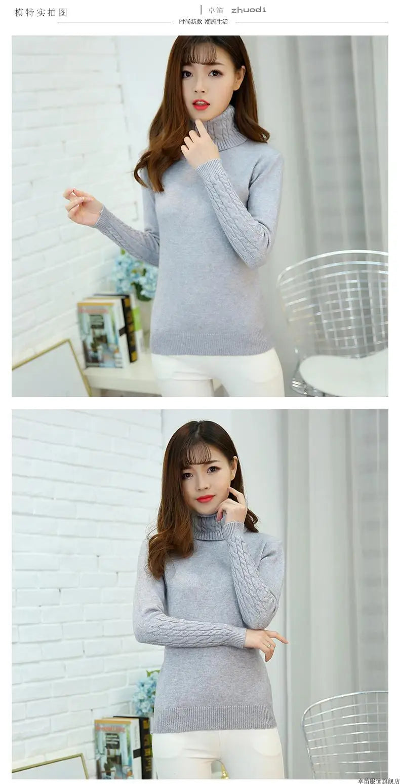 Pull col roulé femme