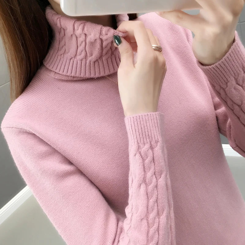 Pull col roulé femme