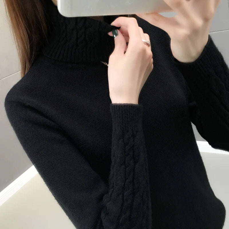 Pull col roulé femme