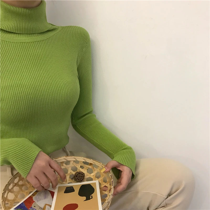 Pull col roulé femme