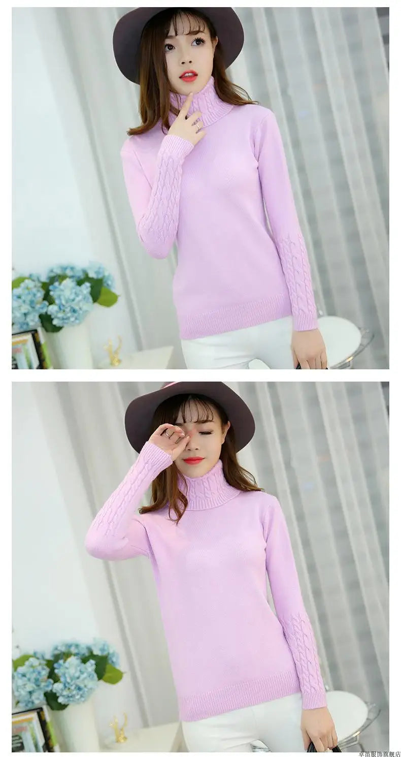 Pull col roulé femme