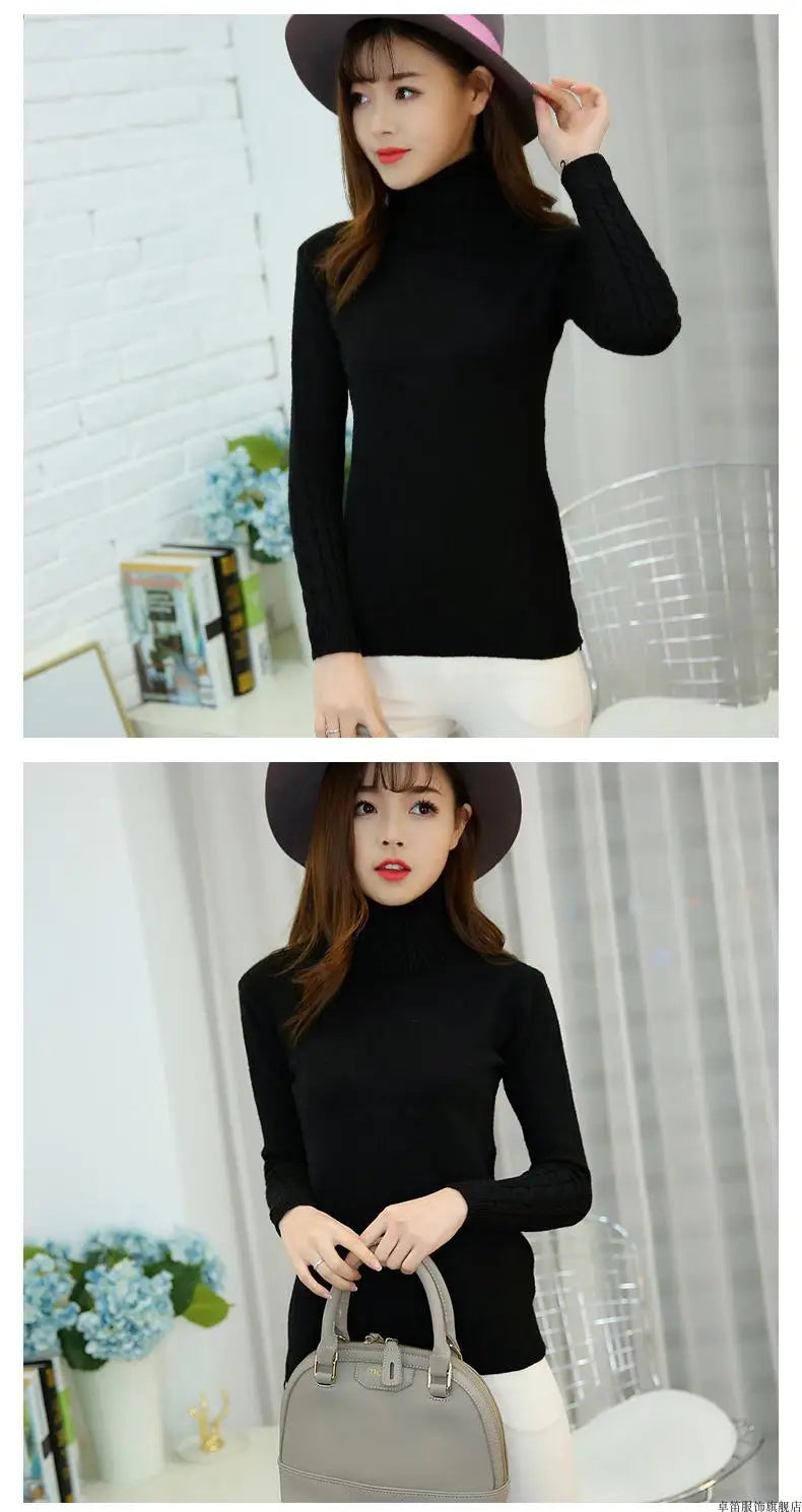 Pull col roulé femme