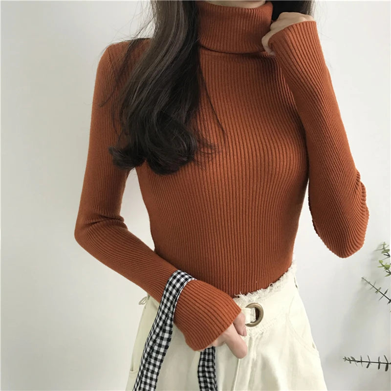 Pull col roulé femme