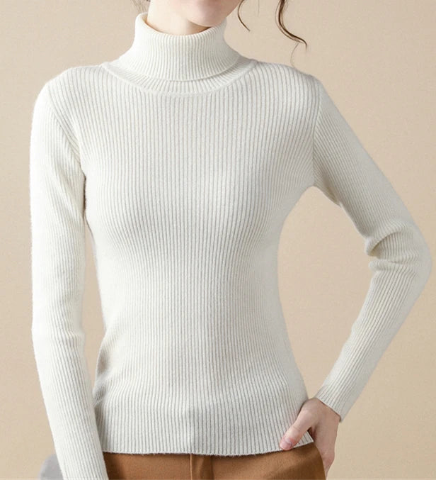Pull col roulé femme