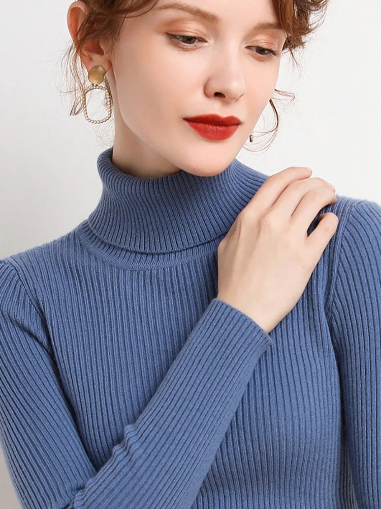 Pull col roulé femme