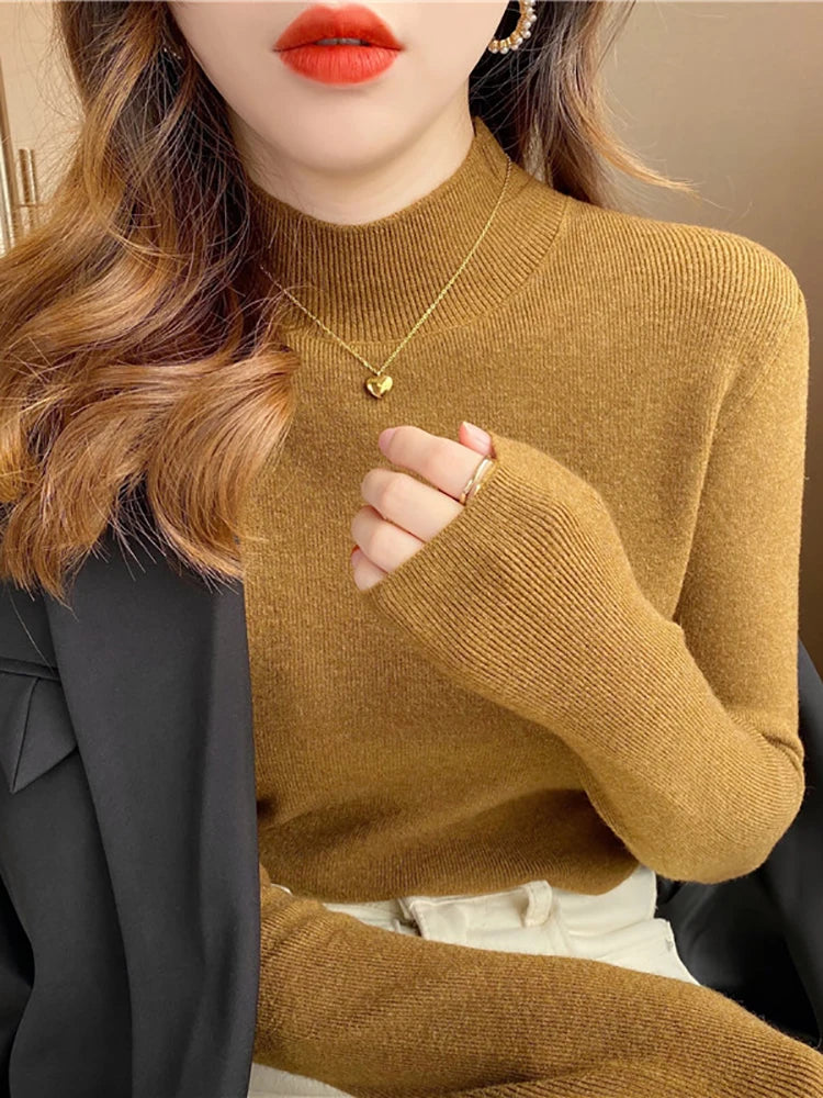Pull col montant femme