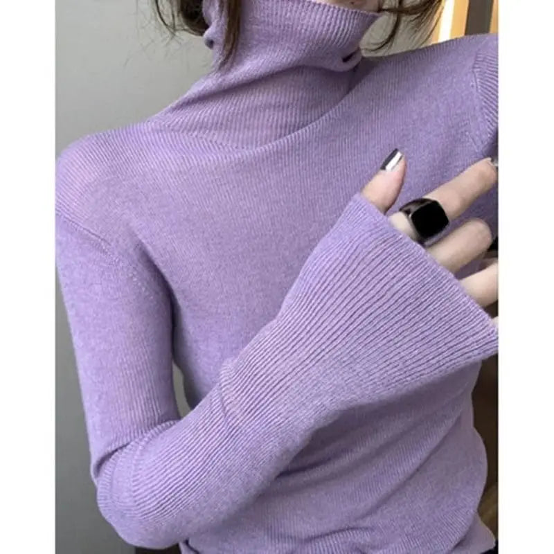 Pull col roulé femme