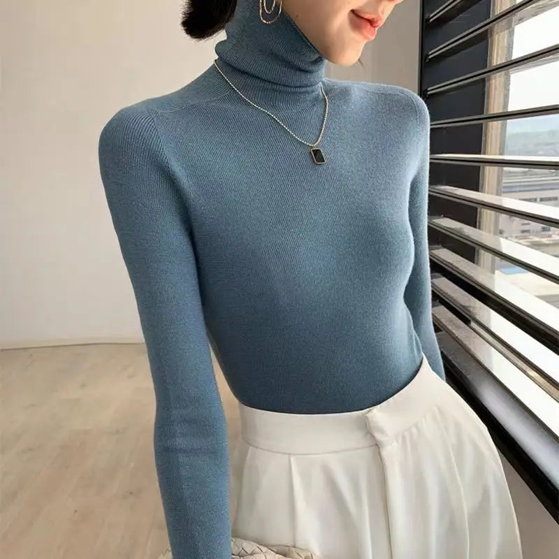 Pull col roulé femme