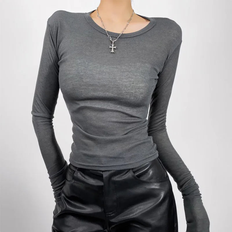 T-shirt manche longue transparent femme