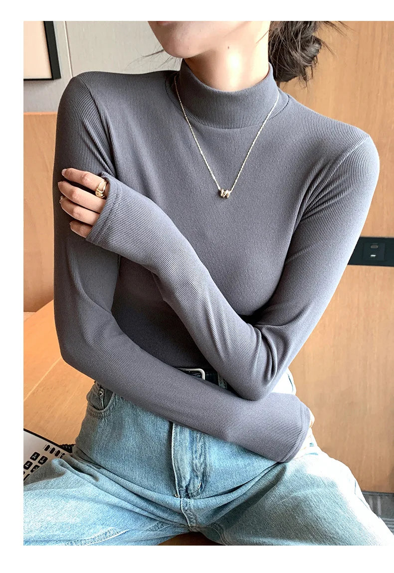 Pull col montant femme