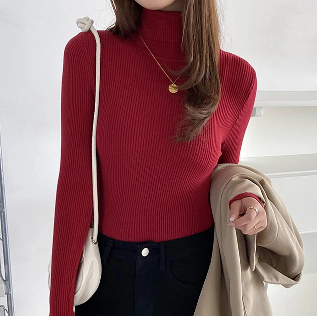 Pull col roulé femme
