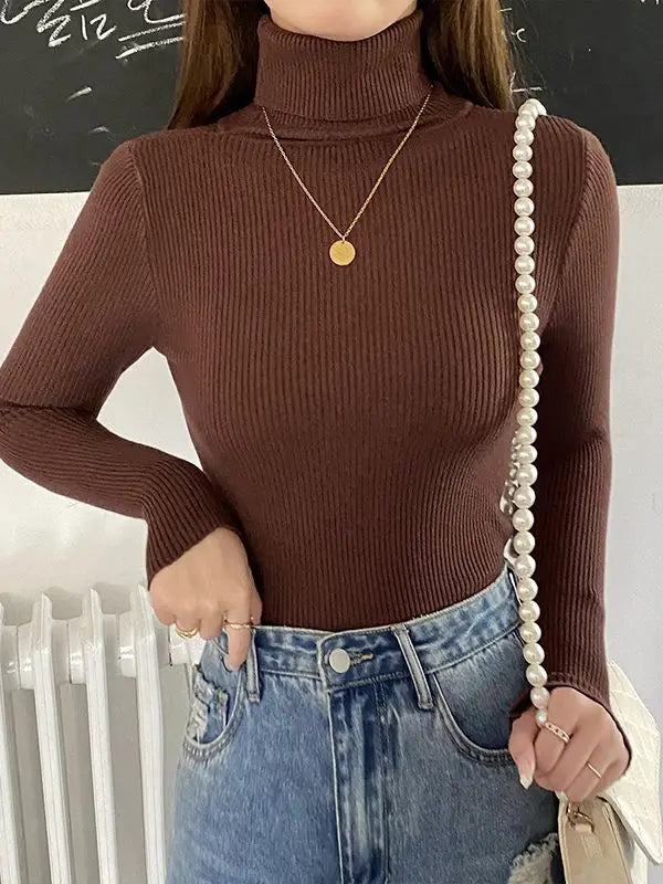 Pull col roulé femme