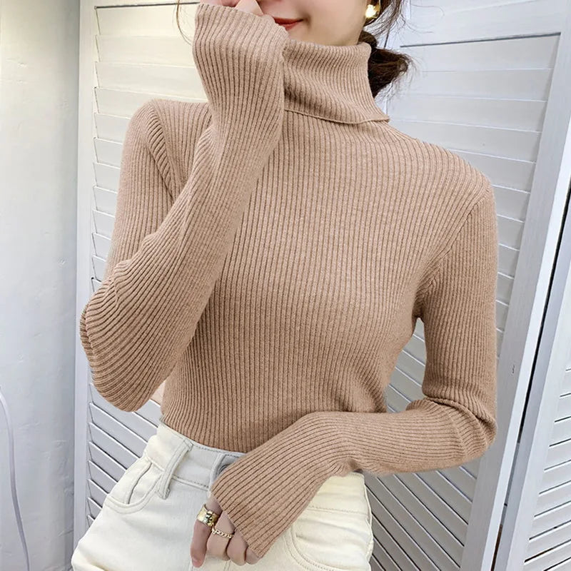 Pull col roulé femme
