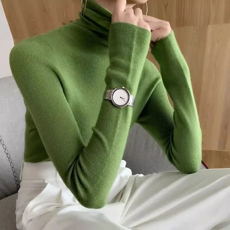 Pull col roulé femme
