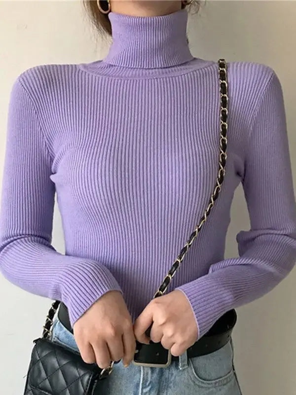Pull col roulé femme