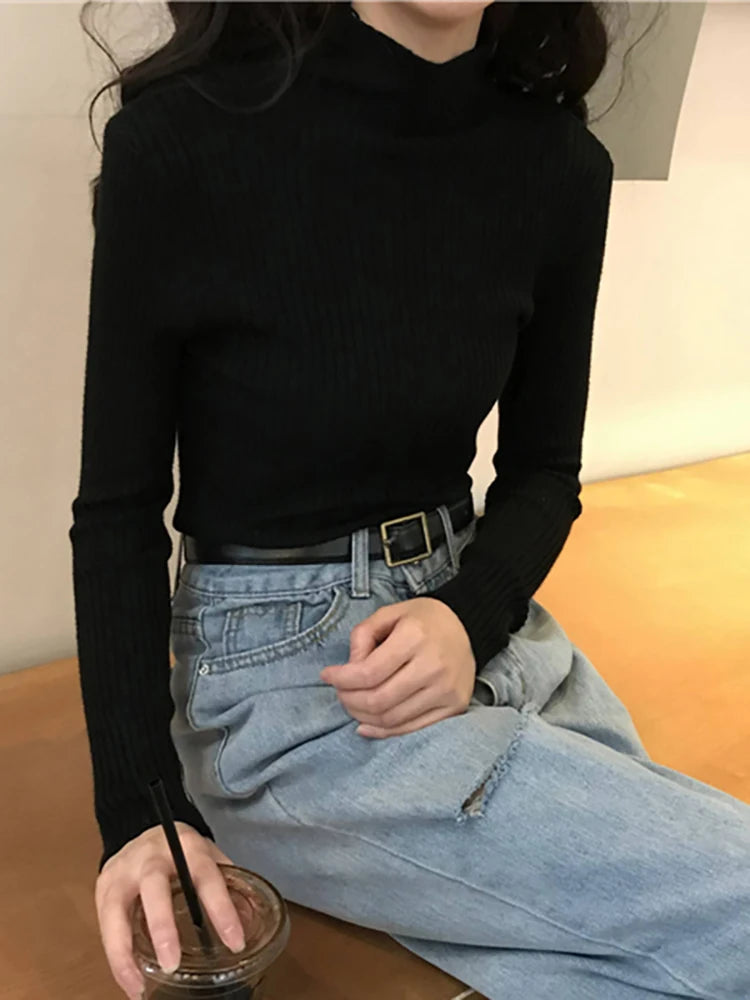 Pull col montant femme