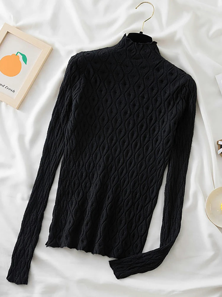 Pull fin col rond femme