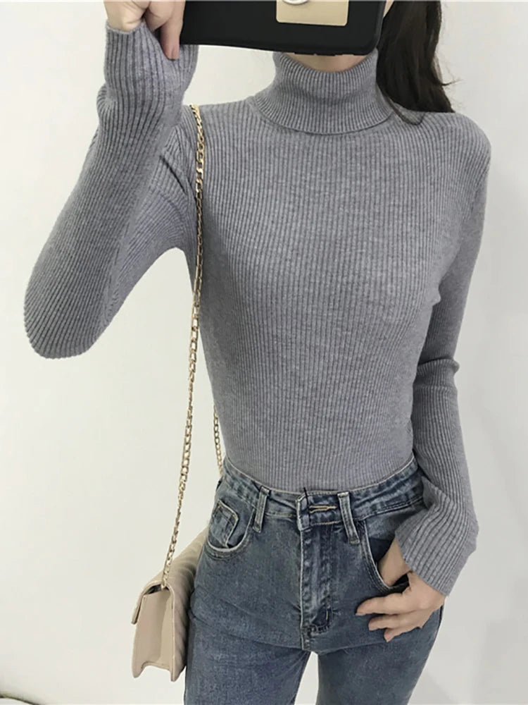 Pull col roulé femme