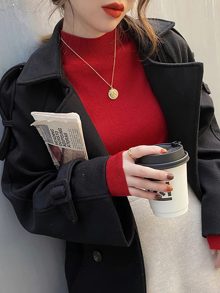 Pull col montant femme