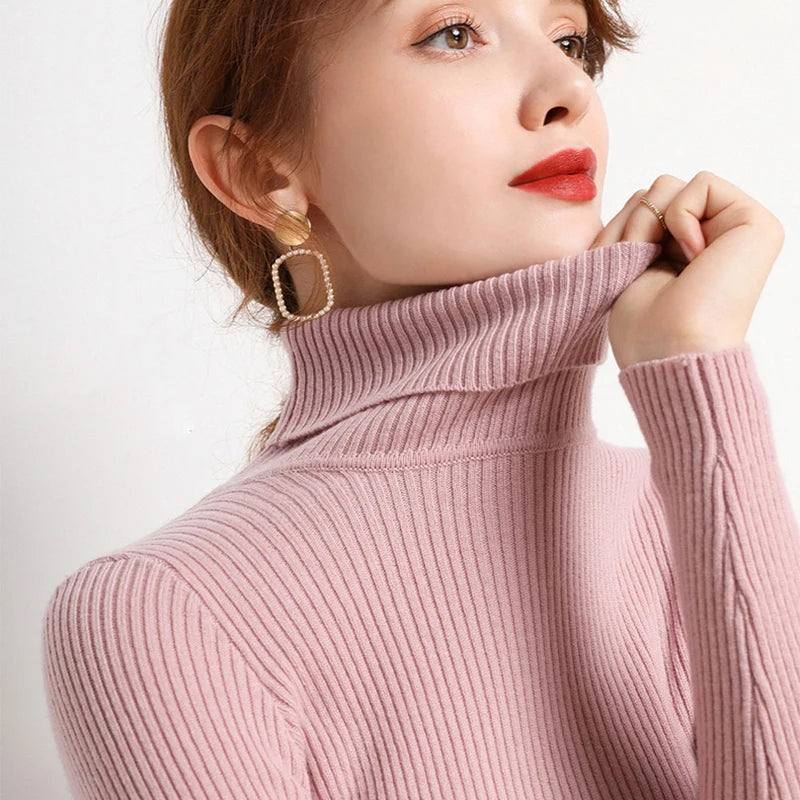 Pull col roulé femme