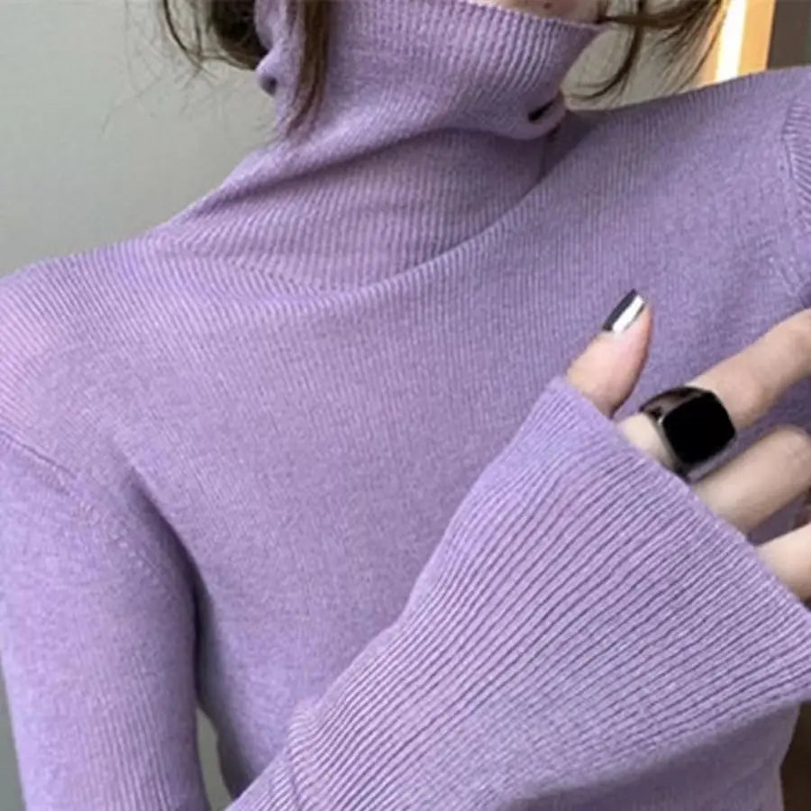 Pull col roulé femme