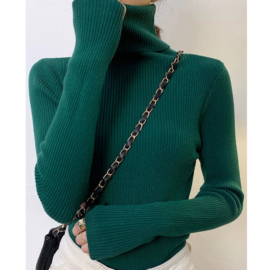 Pull col roulé femme