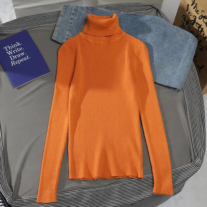 Pull col roulé femme