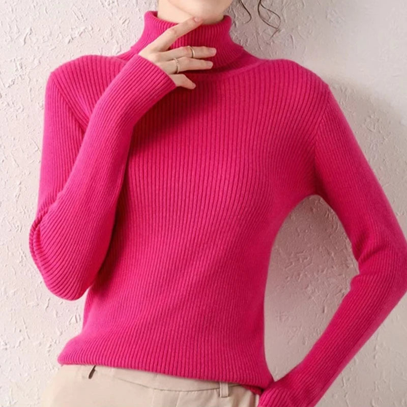 Pull col roulé femme