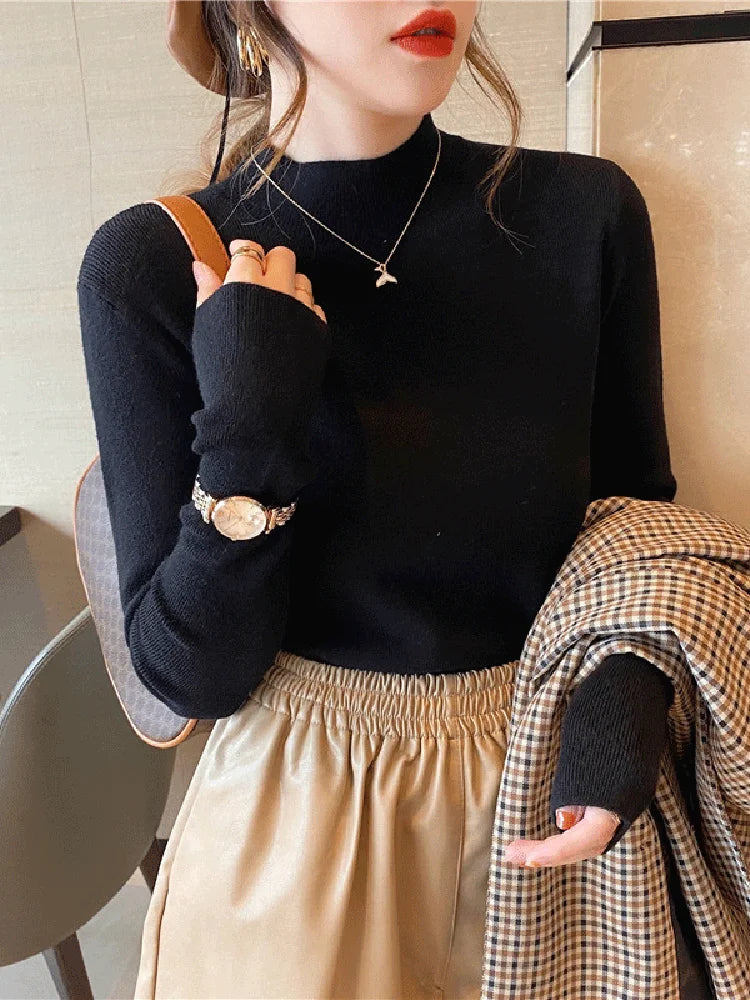 Pull col montant femme
