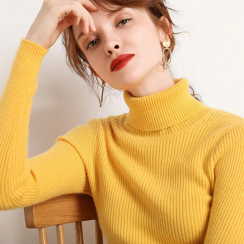 Pull col roulé femme