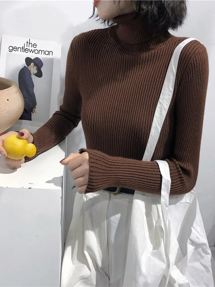 Pull col roulé femme