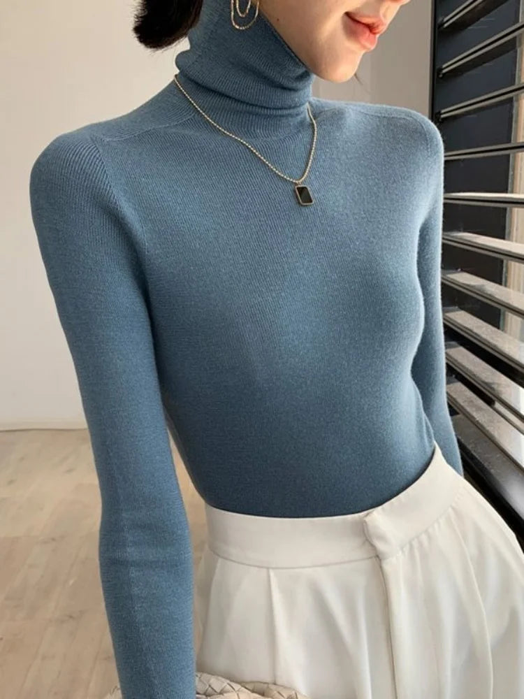 Pull col roulé femme